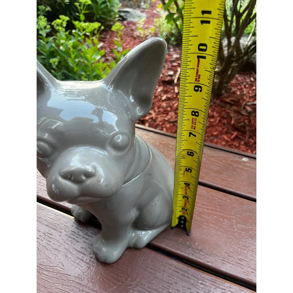 Threshold French Bulldog Cookie Jar Stoneware Grey Dog Treat Canister 10.5 Inch